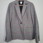 J.Crew Womens Grey Glen Plaid One Button Wool Blend Blazer Jacket Career Size 2 Photo 0