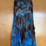Y2K Lapogee Tie Dye Applique Smocked Flowy Asymmetric Midi Tank Dress One Size Blue Size undefined Photo 9