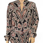 L'Agence L’Agence Bianca Silk Blouse Black and Pink Paisley Size Small V-neck Relaxed Fit Photo 0