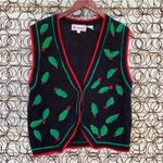 Bechamel Women’s Size SP Holly Berry Black/Green Christmas Sweater Vest Vintage Black Photo 10