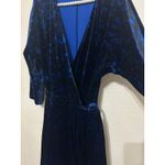 FRNCH  Paris Wrap Dress Size Small Velvet Long Sleeve Black Blue Preppy Winter Photo 4