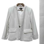 DKNY  Ivory Textured One Button Closure Pocket Collarless Blazer Size 6 Small Photo 0
