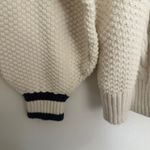 Hollister  Classic White Navy Trim Cable Knit V-Neck Sweater Women’s Small VTG Photo 3