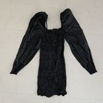 ZARA  Dress Shirred Puff Sleeve Black Mini Square Neck Bodycon Photo 2