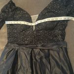 Women’s Black Satin 3/4 Sleeve Sparkly Sheer Bodice Formal Dress LegSlit Size 12 Photo 8