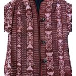 OOAK Quilted Patterened top jacket Short sleeves button front round neck medium Photo 8