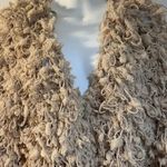 Aaron & Amber Fuzzy Loop Knit Boho Cardigan Sweater in Beige size Medium NWOT Tan Photo 3
