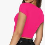 Women’s double lined short sleeve cropped T Shirt Size XXL Pink Photo 3