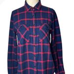 J.Crew  Shirt Women 2 Blue Red Plaid Long Sleeve Button Down Flannel preppy Photo 0