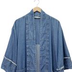Soft Surroundings Denim Kimono Jacket Size S/M Blue Patchwork Cotton Made In USA Photo 6