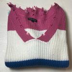 Simply Southern Distressed Colorblock Sweater Pink Blue Mint Size Small Photo 3