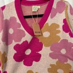 SOUTHERN GRACE Dazed For Days Floral V Neck Sweater in Pink Beige Small 4/6 Photo 8