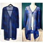 My Michelle  Navy Blue Long Sleeve Sheer Mesh Cover Up Cardigan Size Large Photo 1