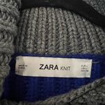 ZARA  Gray Colorblock Chunky Cable Knit Turtleneck Sweater Size Large Photo 3