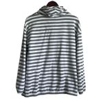 LZC Sportswear Women Sweatshirt M Gray Striped Tunic Funnel Neck Coastal Preppy Size M Photo 2