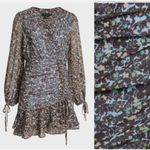 Ted Baker  Cherela Floral Print Ruched Tie Sheer Long Sleeve Mini Dress Sz 2 US Photo 4