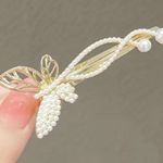 Set Of 2 Butterfly Alloy Rhinestone Imitation Pearl‎ Fashion Hair Clips Gold Photo 5