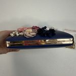 Clutch Bag Satin Flower Handbag Dinner Pearl Wedding Prom Banquet Cocktail Vaca Blue Photo 6