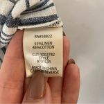 Max Studio White Blue Vertical Striped Linen Sleeveless Tank Top Shirt Button L Photo 4