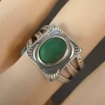 Native American Sterling Silver Green Stone Ring SZ 4.75 Photo 0