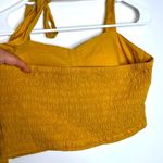 American Eagle  Mustard Yellow Cropped Eyelet Smocked Halter Bustier Top Photo 4
