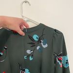 Loft ANN TAYLOR  Floral Breeze Shirt Dress Dark Green Multi Long Sleeve PETITE 2P Photo 13