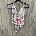 Lulus New! Lulu’s Shimmering Sun White Floral Print Lace-Up One-Piece Swimsuit Medium Photo 4