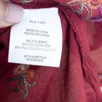 Figueroa & Flower Womens Blouse Size 2X Burgundy Embroidered Boho Romantic Red Photo 6
