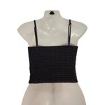 Aerie Smocked Cinched-Front Cropped Cami Tank Convertible Straps Black Small Photo 2