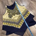 Iz Byer Blouse Tank Top Women’s Medium Floral Boho V-Neck Handkerchief Edge Blue Photo 9