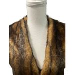Adrienne Landau Brown Animal Print Faux Fur Lined Vest Pockets XS Oversized Photo 2