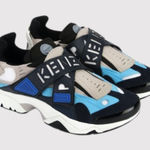 KENZO Women Shoes Blue Sonic Trainer Leather Chunky Sneakers Cross Strap 44 US 9 Photo 0