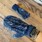 Obey Knitted 100% cotton mittens/ fingerless gloves blue / light blue tie-die Photo 2