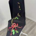 Studio Joy Black Holiday Top 2X Embroidered Horn Holly Bows Christmas Plus Photo 2