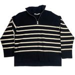 ZARA NWT  Black Striped Sweater Quarter Zip Blogger Favorite Small Photo 5