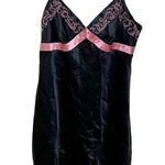 Night Gown Nighty Slip Chamise Teddy Black & Pink Embroidered Vintage Size L Photo 0