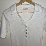 Madewell | Cream Ribbed Short-Sleeve Polo Thong Bodysuit | Medium Photo 6