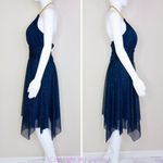 Blondie Nites  navy blue sparkly halter prom‎ dress, size junior 7 Photo 3