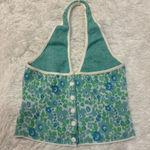 ZARA halter knit hibiscus tank green & blue Photo 2