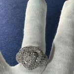 14KT Yellow Gold Pave Diamond Heart Ring Size 6 Silver Photo 1