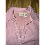 LL‎ Bean Womens Pink White Long Sleeve Ruffle Shirt Large Red Size 12 Photo 3