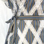 Sandro  Womens US 4 Illa Midi Dress Striped Lace Cold‎ Ruffle Shoulder Blue White Photo 5