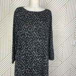 Clara Sun Woo Black‎ Brushstroke Printed Knit Tunic Dress Size US Medium Black Photo 1