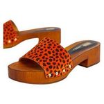 ASOS Transit Suede Heeled Mule Sandal Orange Leopard Size 38 US SIZE 8 MOB WIFE Photo 0