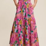 Listicle NWT  Floral Puff Sleeve Tiered Smocked Maxi Poplin Cotton Dress LARGE Photo 5