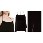 Alice + Olivia NWT- Marybeth Halter Top Tiered Velvet - Black size M Photo 2