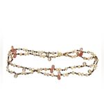 Freshwater Pearl, Rose Quartz and Rutilated Quartz long Hand Knotted Necklace Photo 4