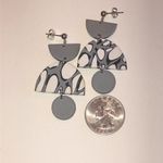 Gray and Black Retro Boho Clay Geometric Earrings Photo 2