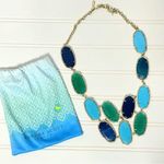 Kendra Scott Rare Drea Necklace Gold Chain Turquoise Blue & Green Stone Agate Photo 1
