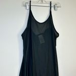 Vintage Maxi Dress Black Beaded Embroidered Sleeveless Slit 80s 90s Gothic Size M Photo 11